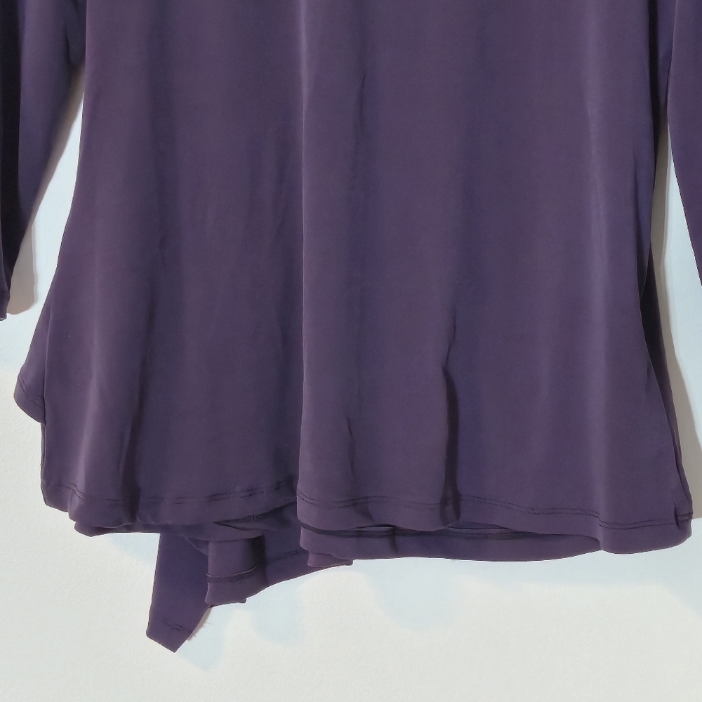 Reitmans XL Deep Plum Wrap Top Geometric Ring Accent 80s Style Minimalist Chic - Picture 10 of 13